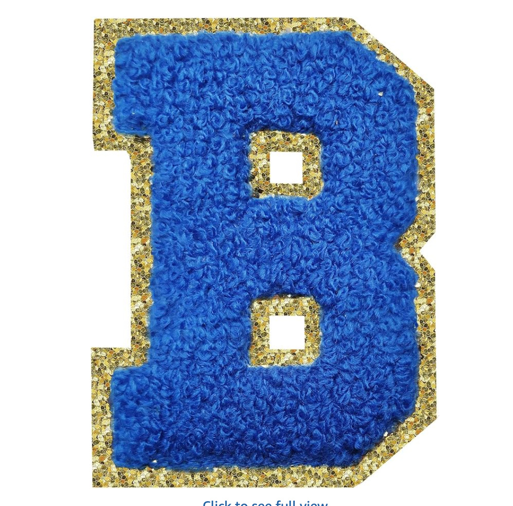 Blue chenille varsity letter patch — 3 inch