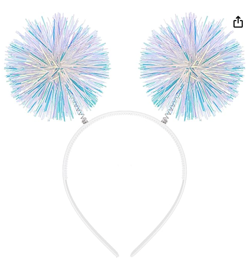 Iridescent pom-pom headband