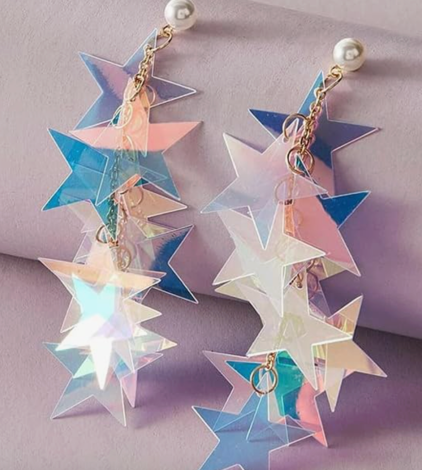 Iridescent star drop earrings