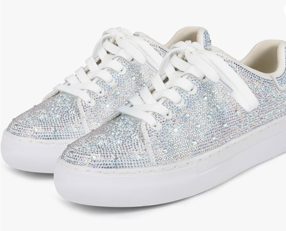 White rhinestone tennis shoes