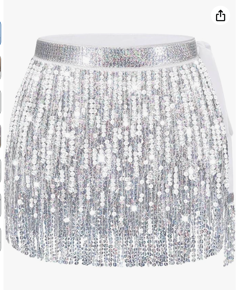 Silver sequin-fringe wrap mini skirt