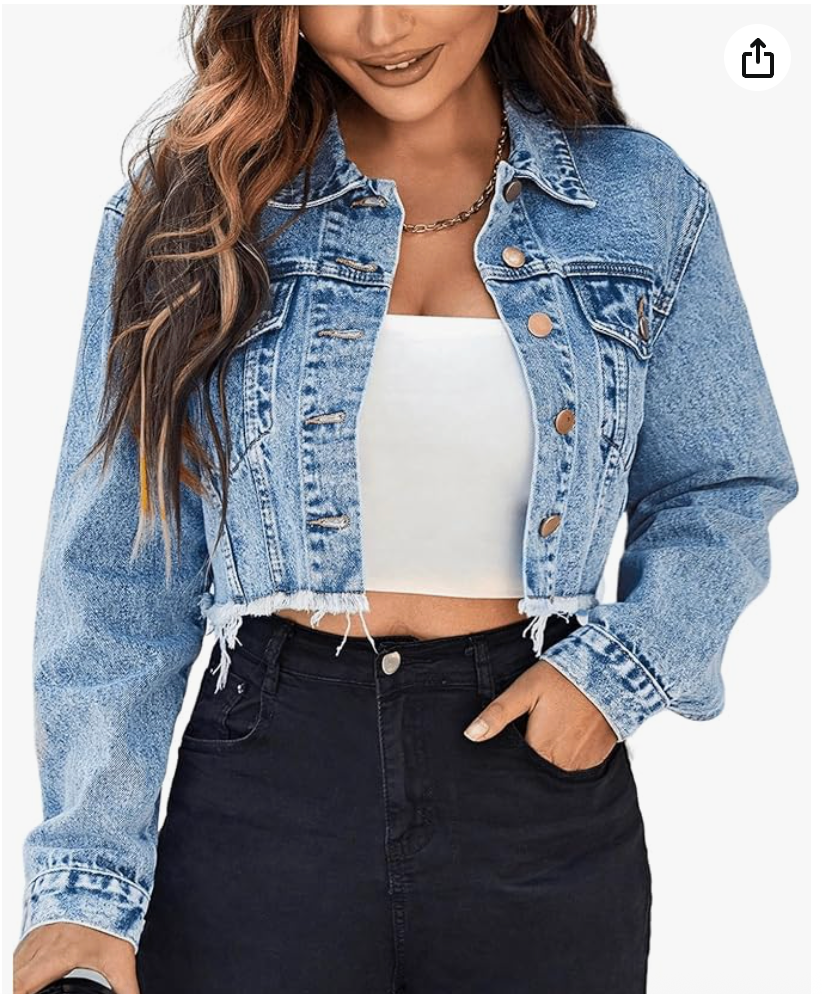 Floerns cropped denim jacket