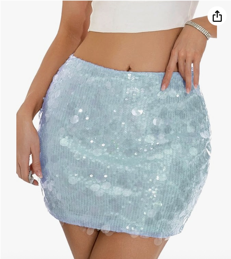 Pale blue sequin mini skirt
