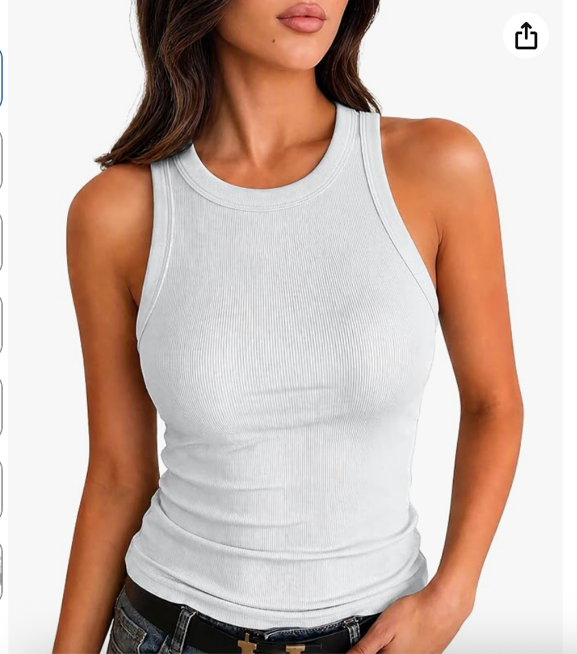 SANDERY white sleeveless ribbed racerback tank