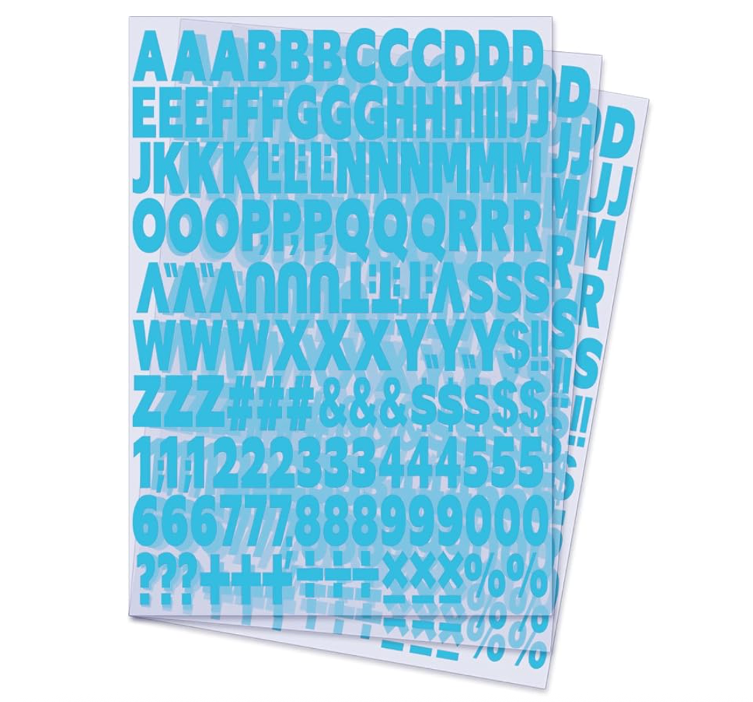 Aqua alphabet transfer letters