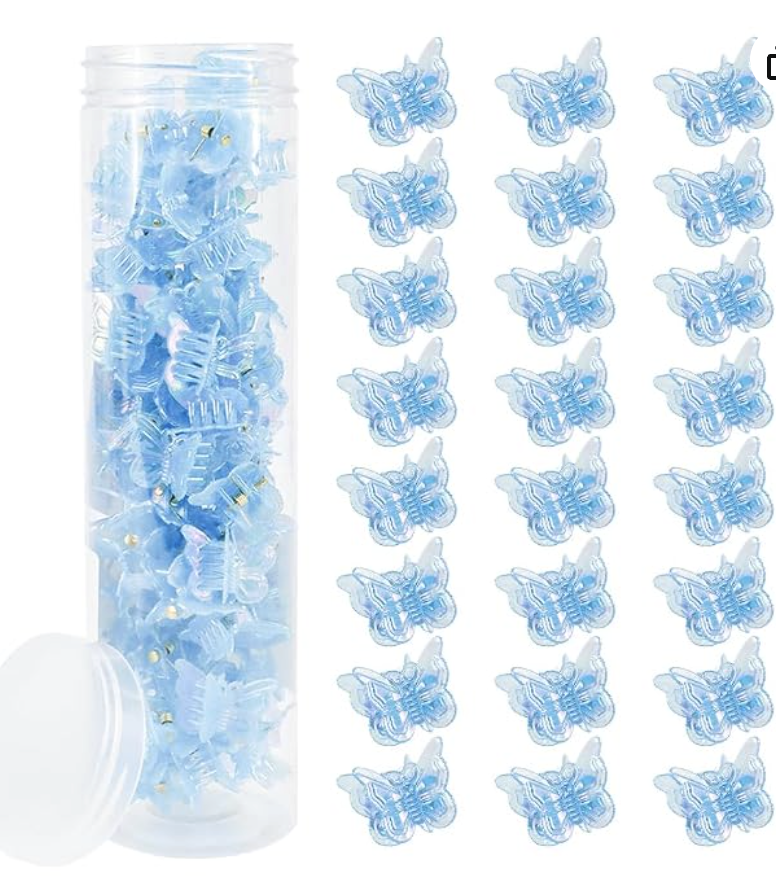 Baby-blue butterfly hair clips