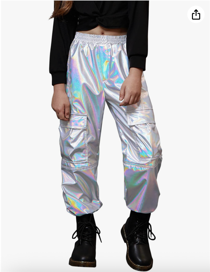 Perfashion silver metallic cargo pants