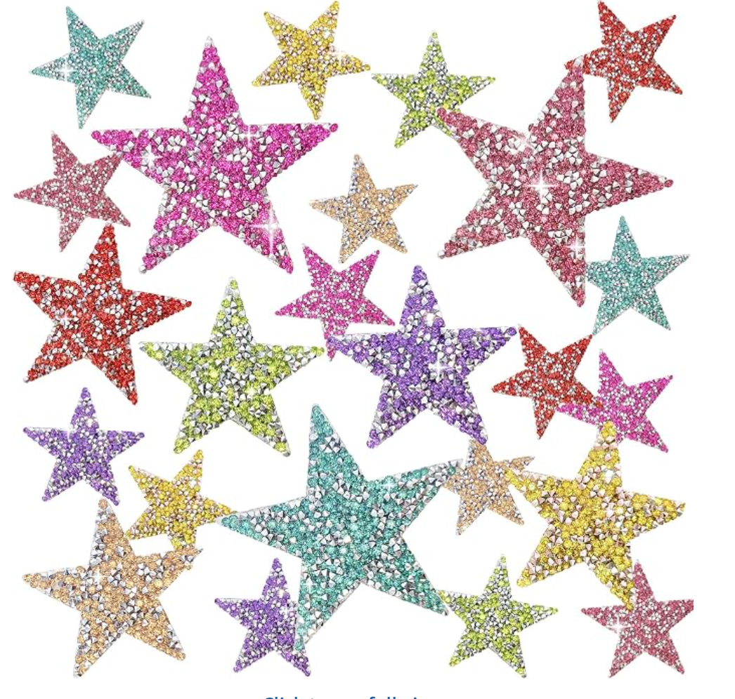 Multicolor rhinestone star appliqués