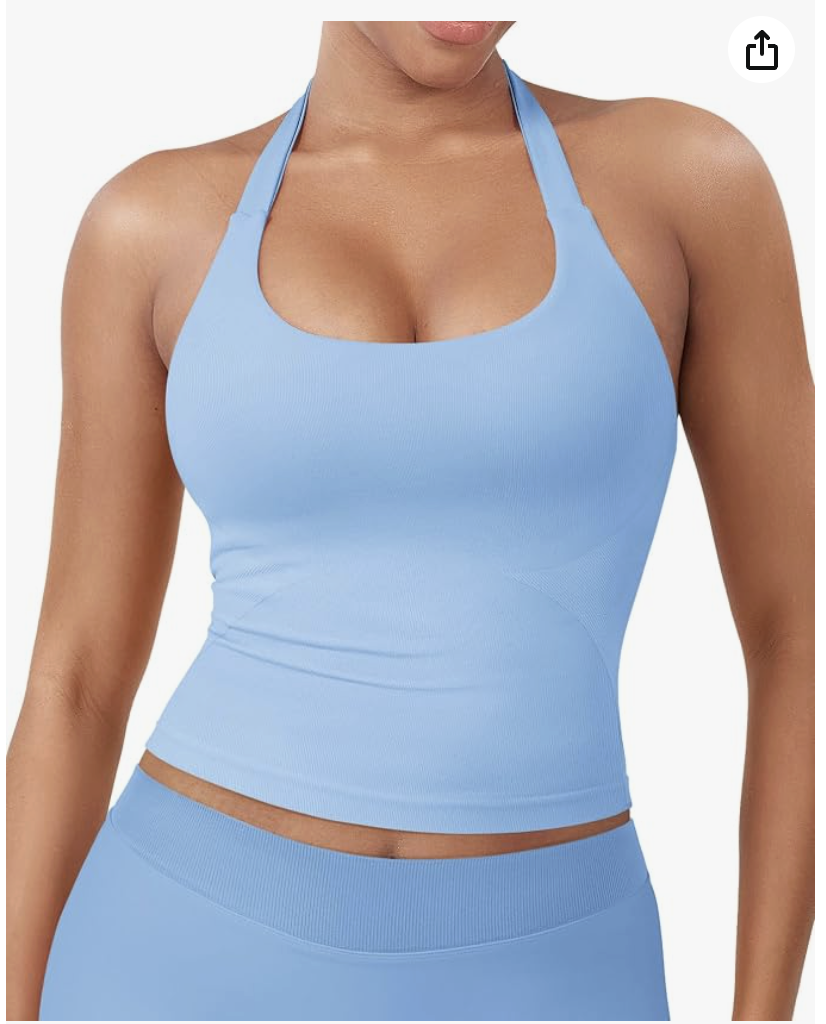 Baby-blue longline halter top