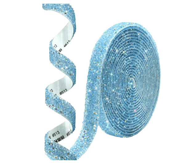 FURTUER baby-blue rhinestone strip trim