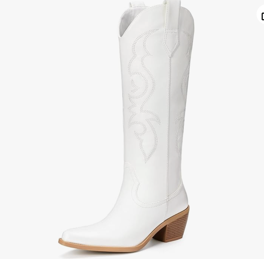 Platikly white cowboy boots